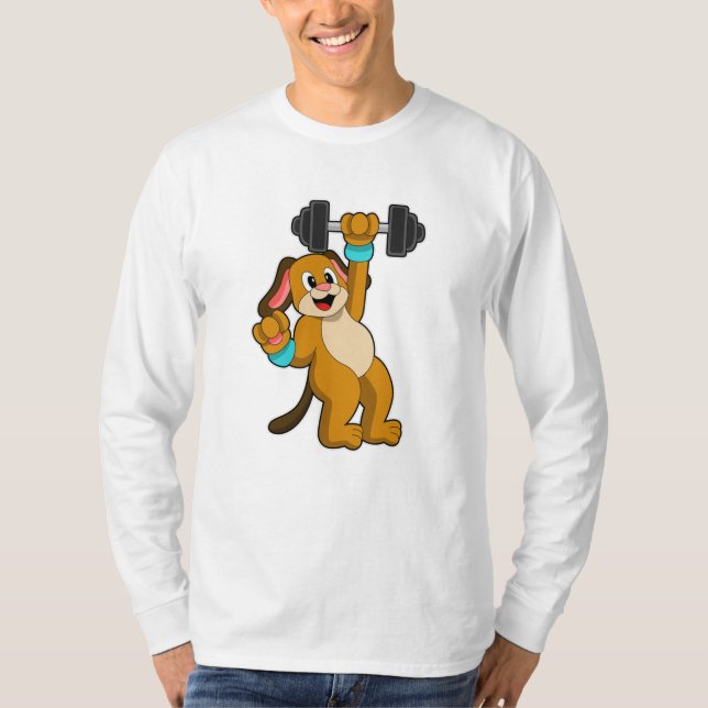 Hunde am Krafttraining mit Dumbell T-Shirt (Vorderseite)