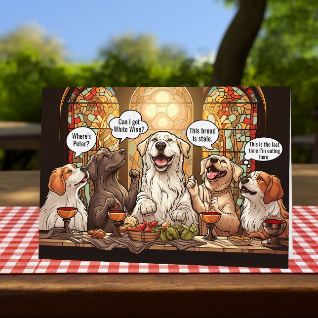 Hunde am letzten Abendessen Feiertagskarte (Funny Easter card - The dogs last supper.)