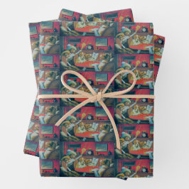 Hunde am Morgen nach dem Poker Nachtgefühl Geschenkpapier Set