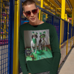Hunde am St. Patrick's Day Bereit zum Party Langsc T-Shirt