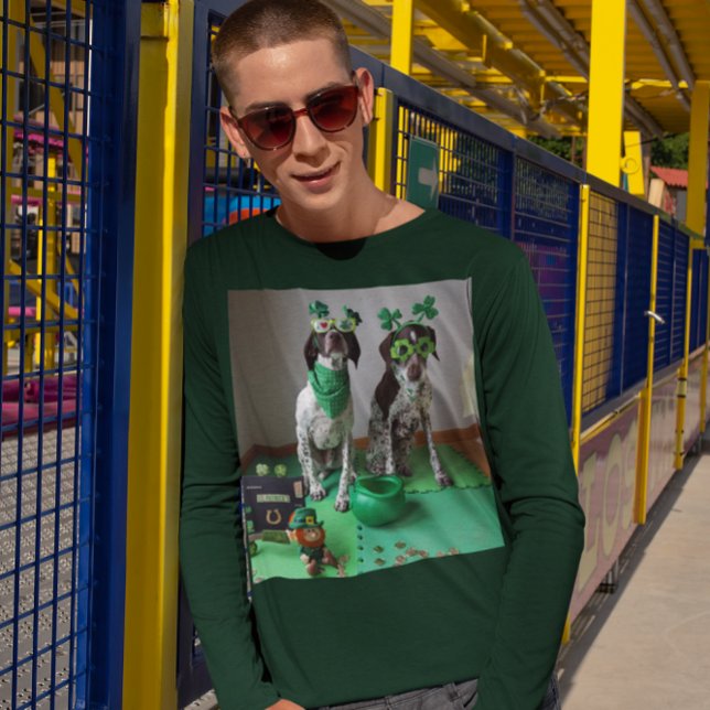 Hunde am St. Patrick's Day Bereit zum Party Langsc T-Shirt (St. Patrick's Day Dogs Ready to Party Long Sleeve T-Shirt)