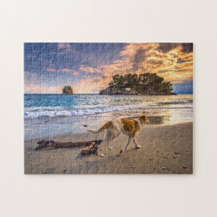 Hunde am Strand bei Sunset Puzzle