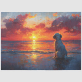 Hunde am Strand beim Sonnenuntergang Seidenpapier