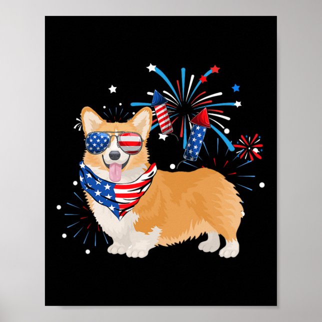 Hunde amerikanische Flagge 4. Juli Männer Frauen m Poster (Vorne)