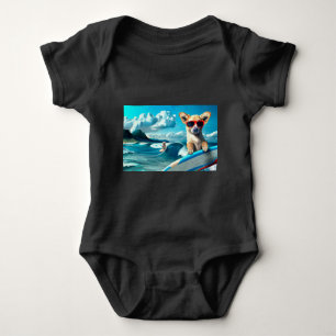 Hunde an Surfbrettern mit Sonnenbrille KI Art Baby Strampler