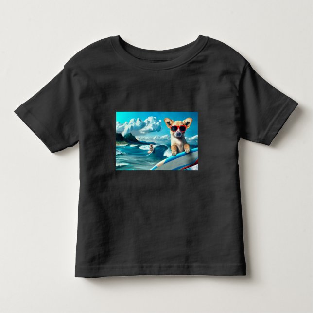 Hunde an Surfbrettern mit Sonnenbrille KI Art Kleinkind T-shirt (Vorderseite)