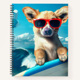 Hunde an Surfbrettern mit Sonnenbrille KI Art Notizbuch