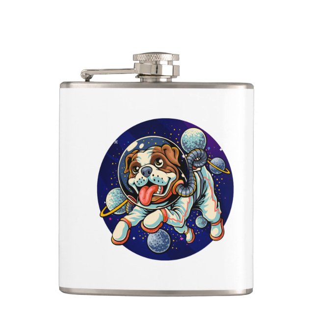 Hunde Astronaut, Weltraumhund Flachmann (Vorderseite)
