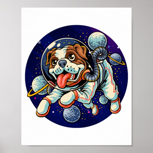 Hunde Astronaut, Weltraumhund Poster (Vorne)