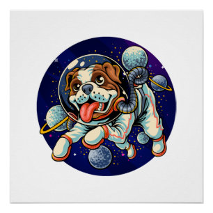 Hunde Astronaut, Weltraumhund Poster