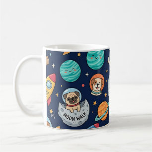 Hunde-Astronauten-Tasse – Weltraum-Raketen-Muster Kaffeetasse