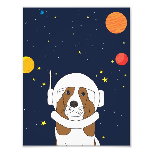 Hunde-Astronautentier mit Weltraumhelm Fotodruck (Vorne)
