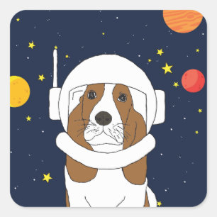 Hunde-Astronautentier mit Weltraumhelm Quadratischer Aufkleber