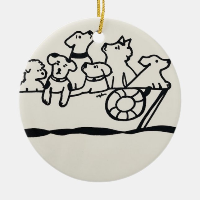 "Hunde auf dem Schiff" Ornament by Willowcatdesign (Vorne)