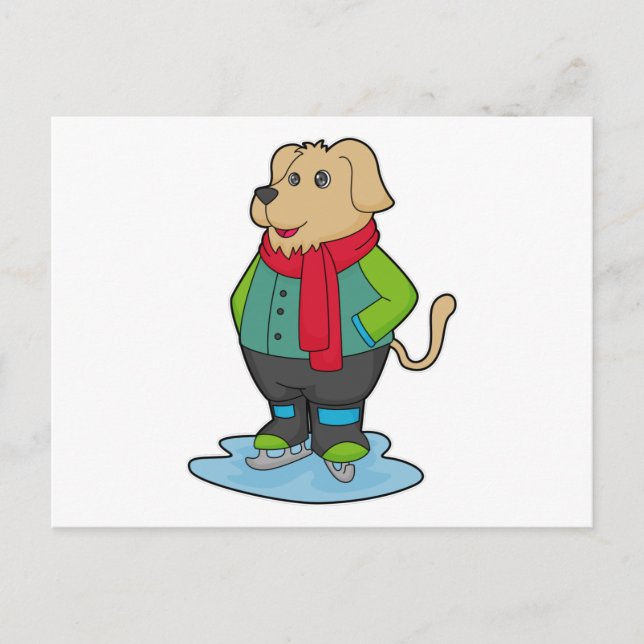 Hunde auf Ice-Skaten mit Ice-Skaten Postkarte (Vorderseite)
