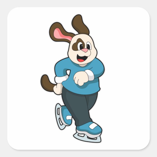 Hunde auf Ice-Skaten mit Ice-Skaten Quadratischer Aufkleber (Vorderseite)