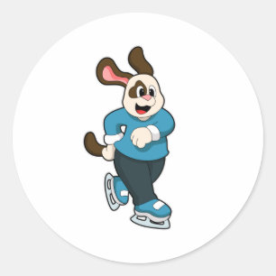 Hunde auf Ice-Skaten mit Ice-Skaten Runder Aufkleber