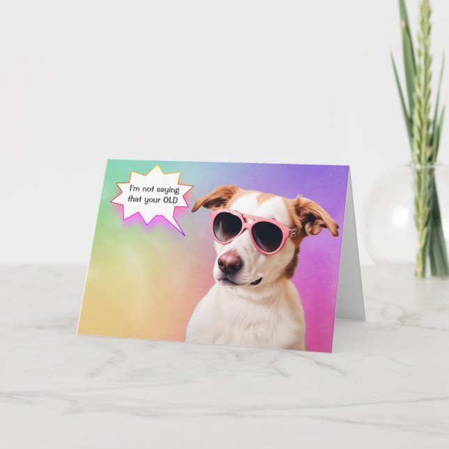 Hunde auf Regenbogen Alt Geburtstag Karte (Vorderseite)