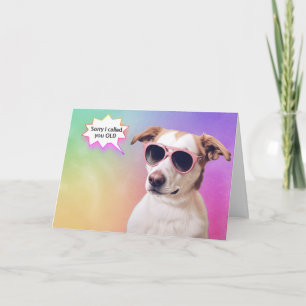 Hunde auf Regenbogen Alt Geburtstag Karte
