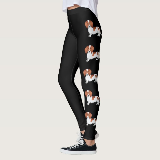Hunde aus der Dackel "Red Pied Long Hair" auf Schw Leggings (Links)
