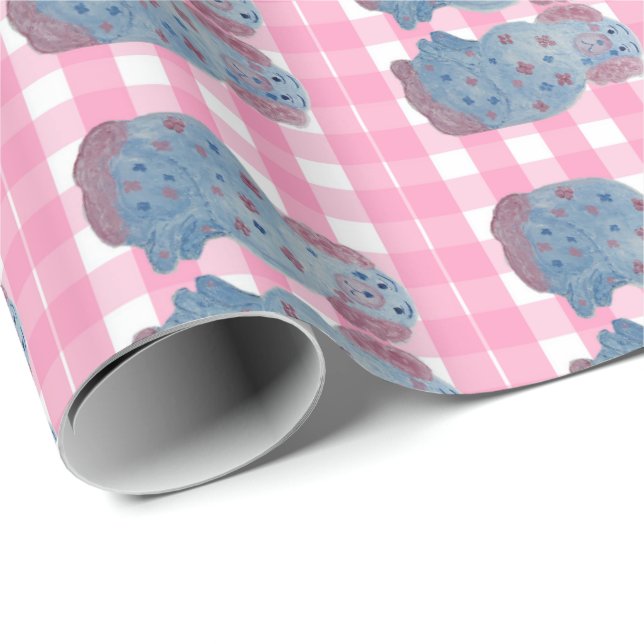 Hunde aus Rosa und Blauer Staffordshire Geschenkpapier (Rolleneckpunkt)