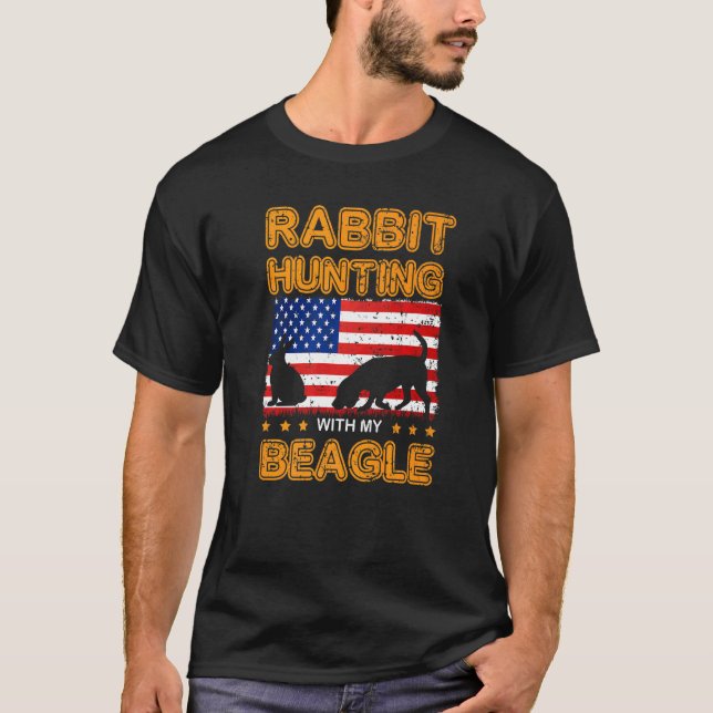 Hunde Beagle Kaninchen Jagd Beagle Jäger Usa Flagg T-Shirt (Vorderseite)