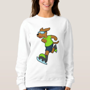 Hunde bei Ice Skaten mit Brille Sweatshirt