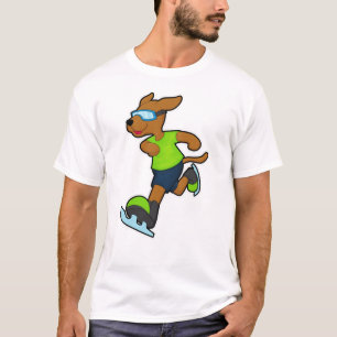 Hunde bei Ice Skaten mit Brille T-Shirt