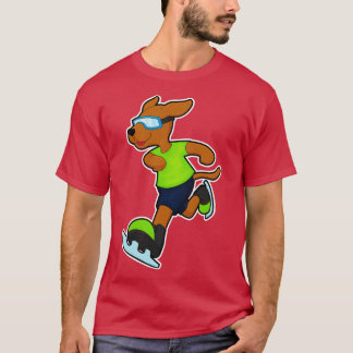 Hunde bei Ice Skaten mit Brille T-Shirt