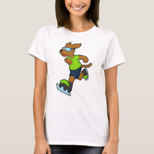 Hunde bei Ice Skaten mit Brille T-Shirt