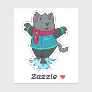 Hunde bei Ice Skaten mit Ice Skate & Scarf Aufkleber