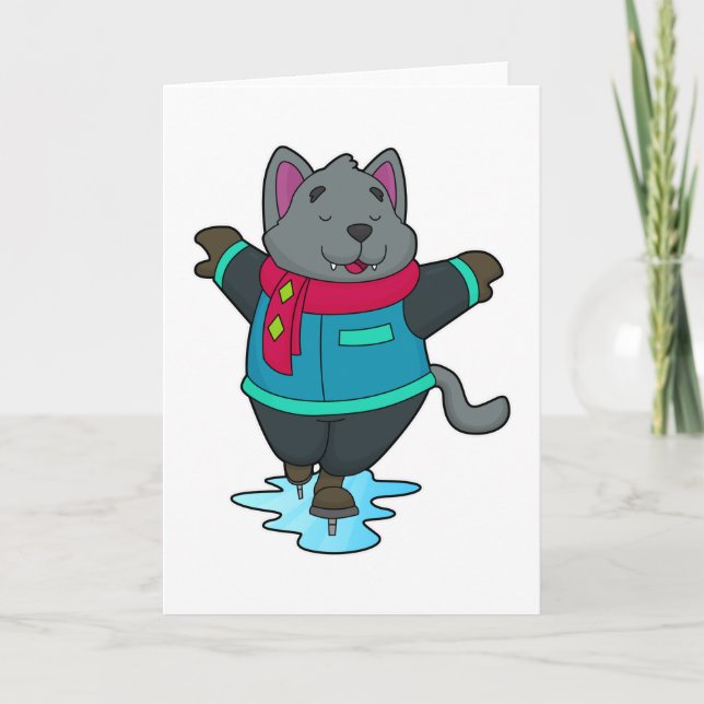 Hunde bei Ice Skaten mit Ice Skate & Scarf Karte (Vorderseite)