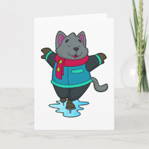 Hunde bei Ice Skaten mit Ice Skate & Scarf Karte