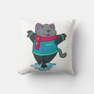 Hunde bei Ice Skaten mit Ice Skate & Scarf Kissen