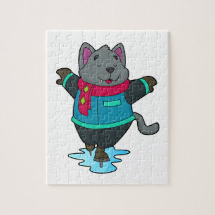 Hunde bei Ice Skaten mit Ice Skate & Scarf Puzzle