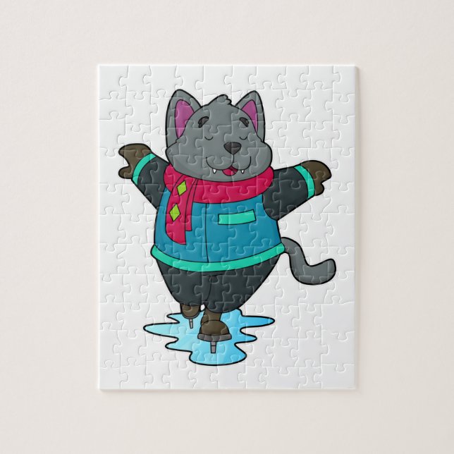 Hunde bei Ice Skaten mit Ice Skate & Scarf Puzzle (Vertikal)