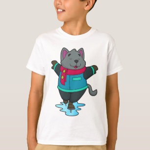 Hunde bei Ice Skaten mit Ice Skate & Scarf T-Shirt