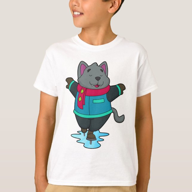 Hunde bei Ice Skaten mit Ice Skate & Scarf T-Shirt (Vorderseite)