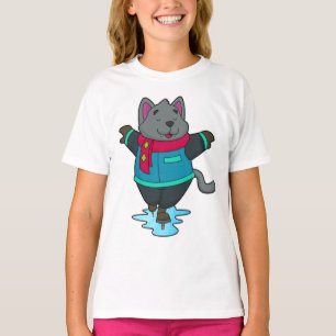 Hunde bei Ice Skaten mit Ice Skate & Scarf T-Shirt