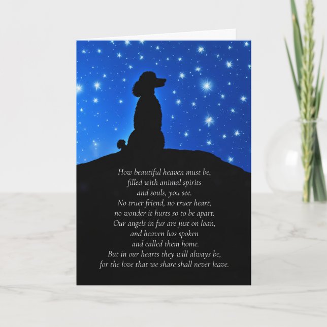 Hunde Beileid mit Poodle Silhouette und Spirituell Karte (Vorderseite)