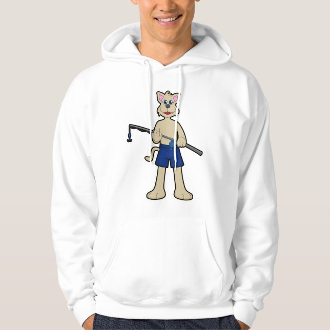 Hunde beim Angeln mit Angelrute & Fisch Hoodie (Vorderseite)
