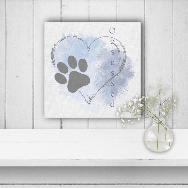 Hunde besessen Herz Blue Wasserfarben Leinwand Kun (Von Creator hochgeladen)