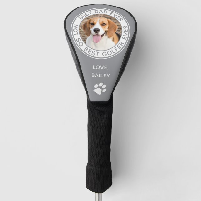 Hunde Bester Vater je Grau Funny Foto Golf Headcover (Vorderseite)