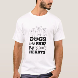 Hunde Blätter Paw Prints auf Ihrem Herzen Niedlich T-Shirt