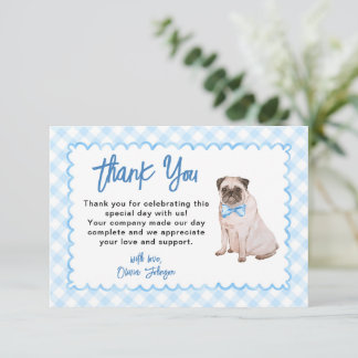 Hunde Blau Gingham Baby Shower Dankeskarte