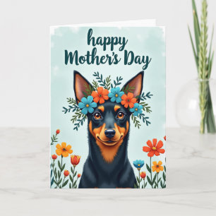 Hunde-Blumen-Muttertags-Porträtkarte Karte