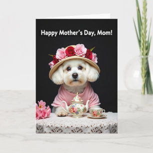 Hunde-Blumen-Muttertags-Teeparty-Karte Karte