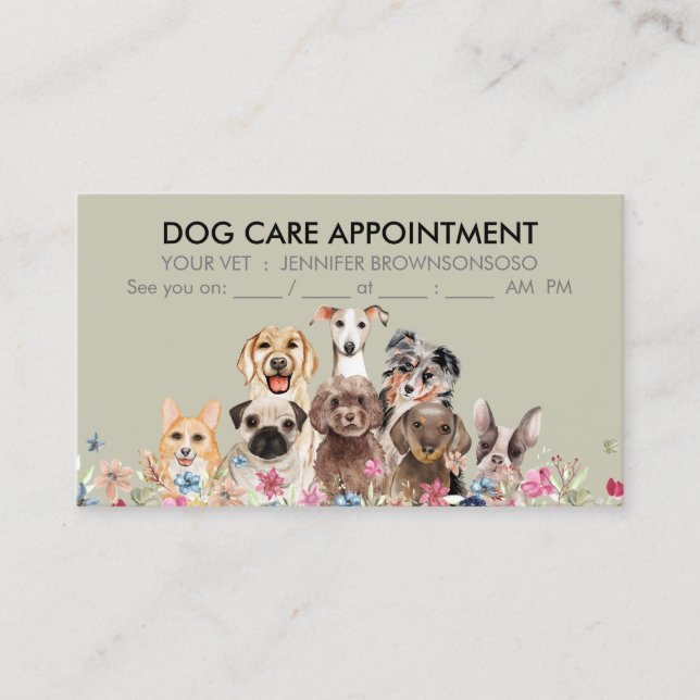 Hunde Boho Chic Verabredungen Beige Niedlich Visitenkarte (Vorderseite)