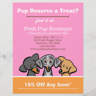 Hunde Boutique Shop Drei Welpen Pink Coupon Ad Flyer