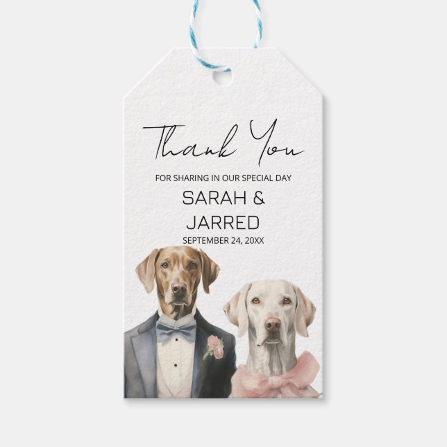 Hunde Braut & Groom Hochzeit Geschenkanhänger (Vorderseite)